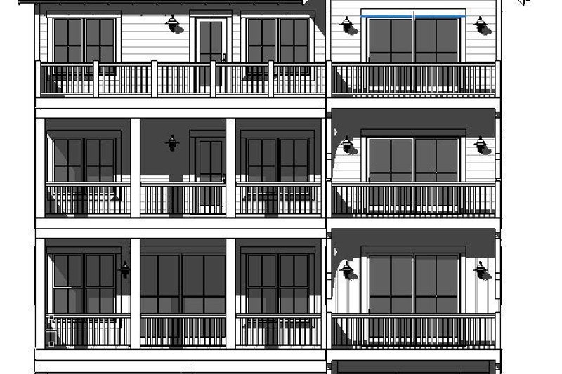 House Blueprint - Exterior - Front Elevation 3 for Beach House Plan #901-152 - 7 bed, 5.5 bath