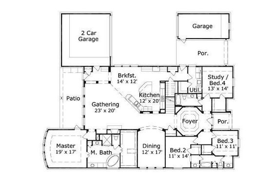Floor Plan - Main Floor for European House Plan #411-606 - 4 bed, 3 bath