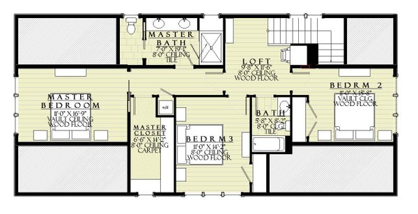 Craftsman Floor Plan - Upper Floor Plan #901-148