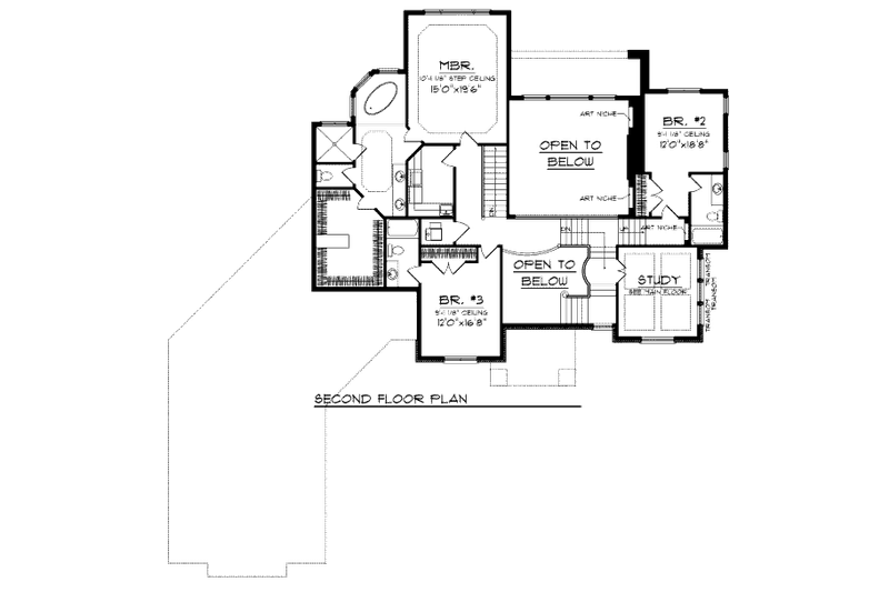 Architectural House Design - Floor Plan - Upper Floor for European House Plan #70-1008 - 4 bed, 4.5 bath
