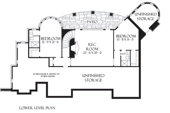 Floor Plan - Lower Floor for European House Plan #929-929 - 3 bed, 3.5 bath