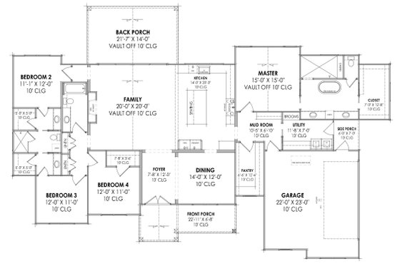 Floor Plan - Main Floor for Country House Plan #1096-71 - 4 bed, 3 bath