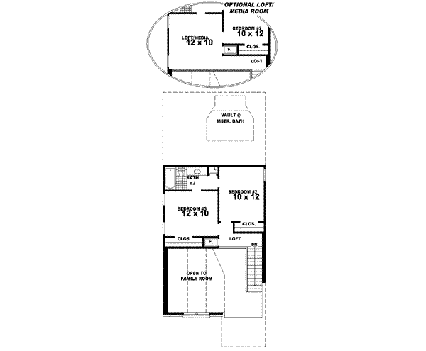 Colonial Floor Plan - Upper Floor Plan #81-448