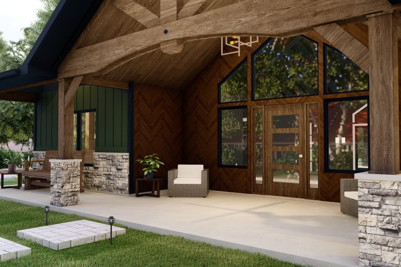 Architectural House Design - Exterior - Covered Porch for Ranch House Plan #1064-191 - 3 bed, 2 bath