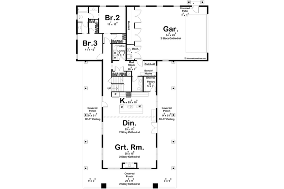 Floor Plan - Main Floor for Barndominium House Plan #455-544 - 3 bed, 2.5 bath