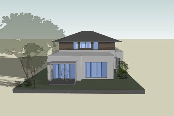 Exterior - Rear Elevation 1 for Modern House Plan #496-25 - 4 bed, 2.5 bath