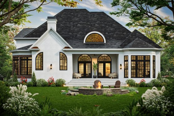 Exterior - Rear Elevation 2 for European House Plan #119-237 - 4 bed, 4 bath