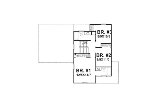 Floor Plan - Upper Floor for Victorian House Plan #50-136 - 3 bed, 2.5 bath