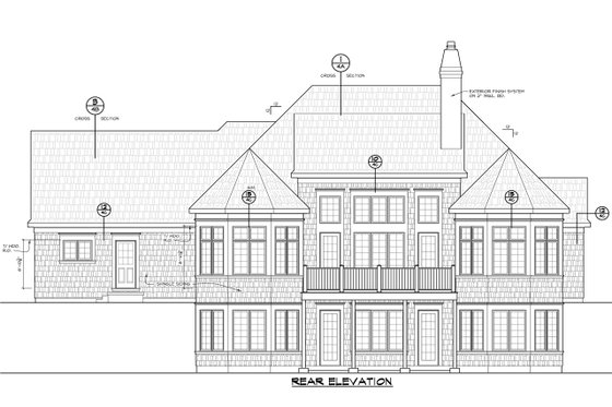 Exterior - Rear Elevation for Craftsman House Plan #20-2454 - 3 bed, 4.5 bath
