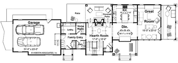 House Plan Design - Floor Plan - Main Floor for Farmhouse House Plan #928-460 - 4 bed, 2.5 bath