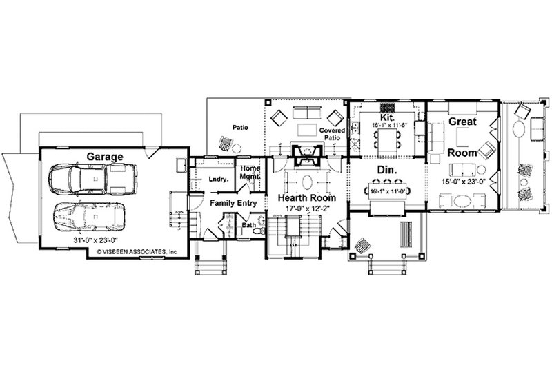 House Plan Design - Floor Plan - Main Floor for Farmhouse House Plan #928-460 - 4 bed, 2.5 bath