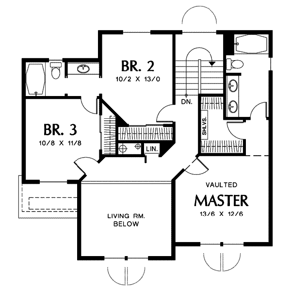 Traditional Floor Plan - Upper Floor Plan #48-198