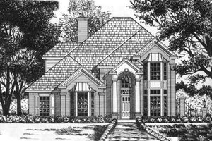 European Exterior - Front Elevation Plan #40-256