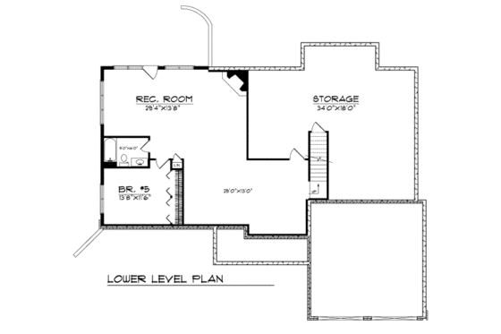 Floor Plan - Lower Floor for Traditional House Plan #70-315 - 4 bed, 2.5 bath