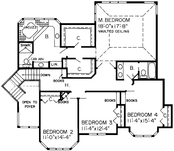 Traditional Floor Plan - Upper Floor Plan #312-200