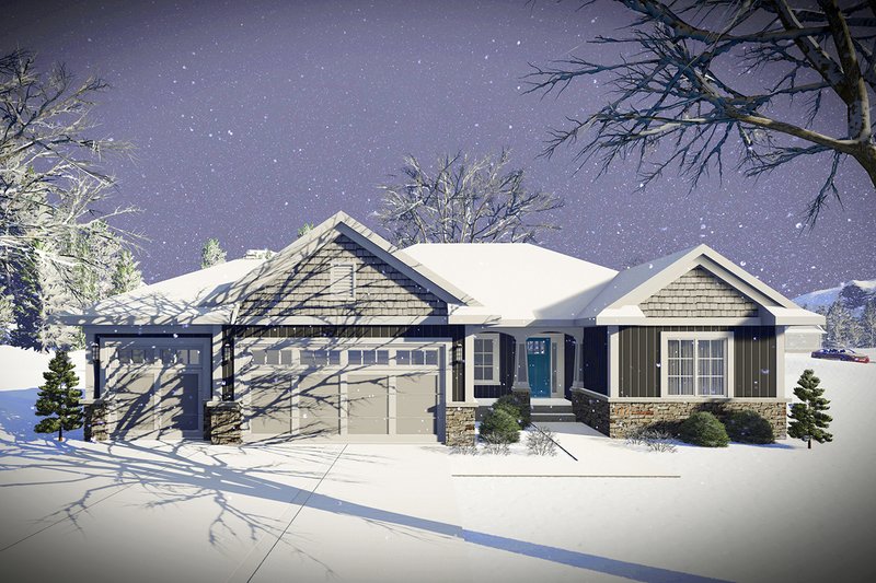 House Design - Exterior - Front Elevation 4 for Ranch House Plan #70-1458 - 2 bed, 2 bath