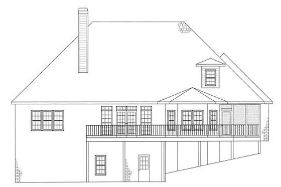 Exterior - Rear Elevation for European House Plan #437-4 - 3 bed, 2.5 bath
