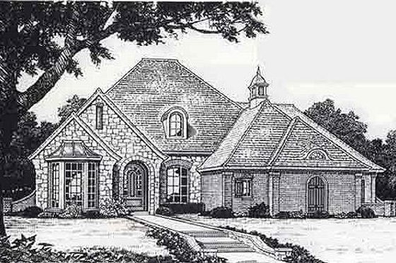 Exterior - Front Elevation for European House Plan #310-828 - 4 bed, 3 bath
