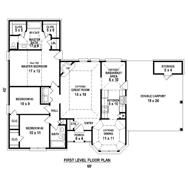 Floor Plan - Main Floor for Southern House Plan #81-13886 - 3 bed, 2 bath