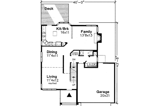 Floor Plan - Main Floor for Traditional House Plan #320-112 - 3 bed, 2.5 bath
