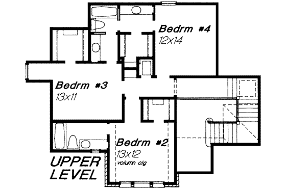 Floor Plan - Upper Floor for European House Plan #310-123 - 4 bed, 3.5 bath