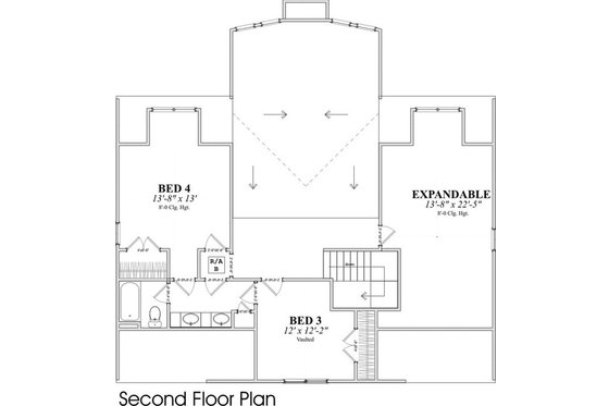 Floor Plan - Upper Floor for Contemporary House Plan #63-215 - 4 bed, 3.5 bath