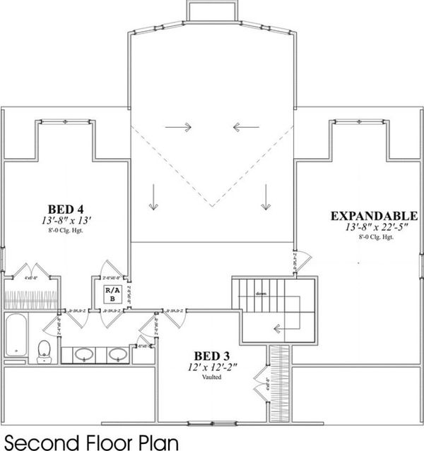 Contemporary Floor Plan - Upper Floor Plan #63-215