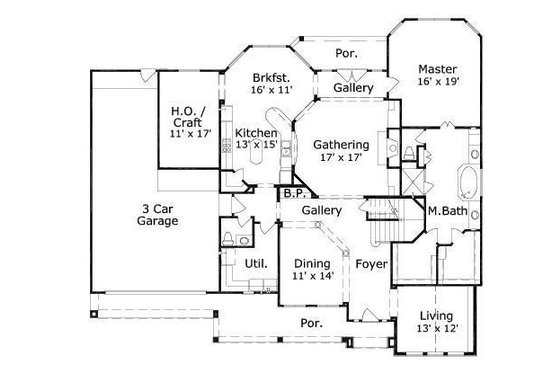 Floor Plan - Main Floor for European House Plan #411-671 - 4 bed, 3.5 bath