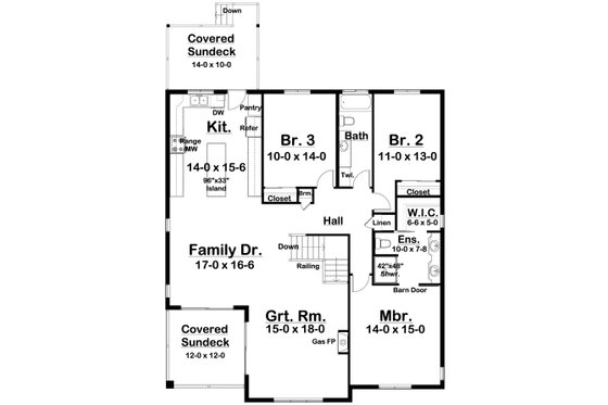 Floor Plan - Main Floor for Farmhouse House Plan #126-252 - 5 bed, 3 bath