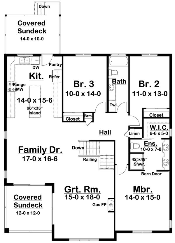 Floor Plan - Main Floor for Farmhouse House Plan #126-252 - 5 bed, 3 bath