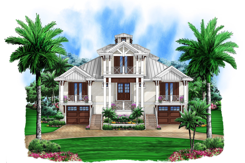 Beach Style House Plan - 5 Beds 5.5 Baths 4435 Sq/Ft Plan #27-456