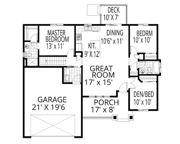 House Blueprint - Bungalow Floor Plan - Main Floor Plan #112-268