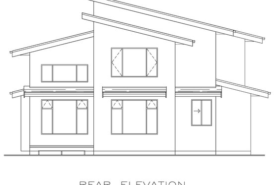 Exterior - Rear Elevation for Contemporary House Plan #1100-75 - 3 bed, 2.5 bath