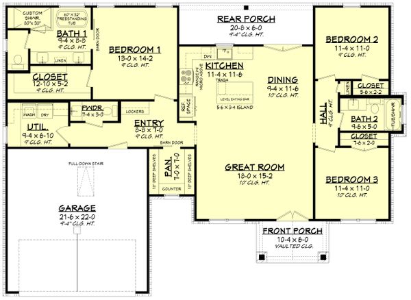 Architectural House Design - Farmhouse Floor Plan - Main Floor Plan #430-246