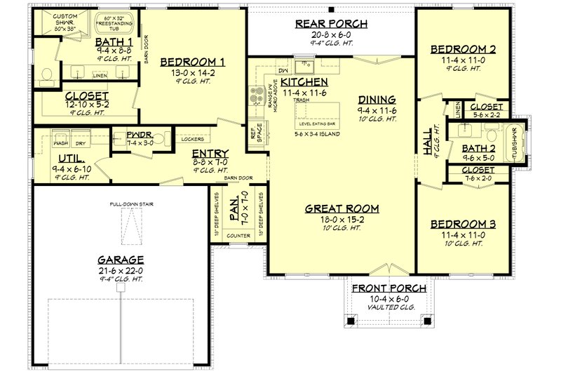 Architectural House Design - Farmhouse Floor Plan - Main Floor Plan #430-246