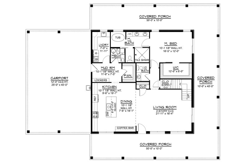 House Blueprint - Floor Plan - Main Floor for Barndominium House Plan #1064-493 - 3 bed, 2.5 bath