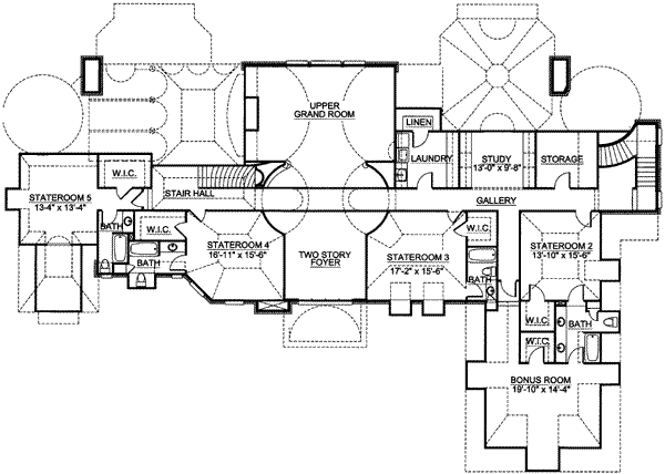 House Blueprint - European Floor Plan - Upper Floor Plan #119-167