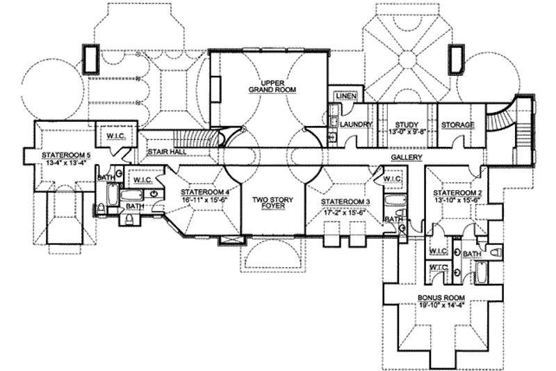 House Plan Design - Floor Plan - Upper Floor for European House Plan #119-167 - 5 bed, 6.5 bath