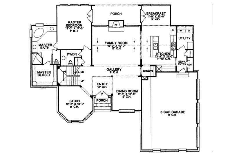 Dream House Plan - Floor Plan - Main Floor for European House Plan #20-252 - 4 bed, 2.5 bath