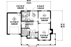 Floor Plan - Main Floor for Country House Plan #25-4478 - 3 bed, 1 bath