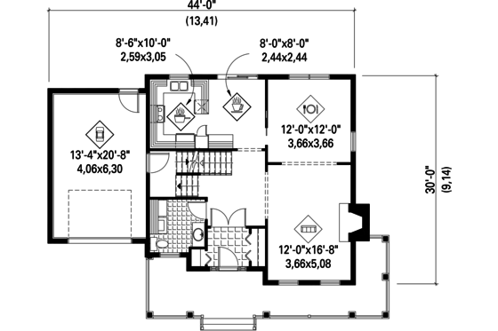 Floor Plan - Main Floor for Country House Plan #25-4478 - 3 bed, 1 bath