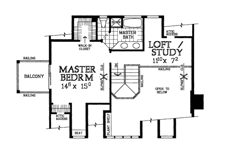 Home Plan - Floor Plan - Upper Floor for Country House Plan #72-106 - 3 bed, 2 bath