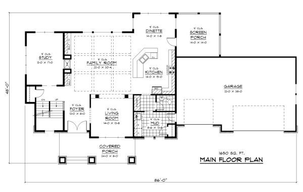 Craftsman Floor Plan - Main Floor Plan #51-290