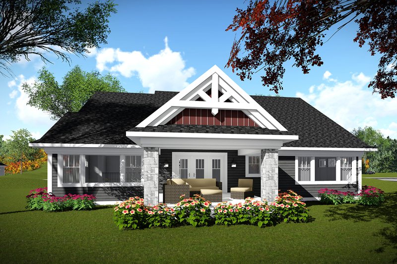 Architectural House Design - Exterior - Rear Elevation for Ranch House Plan #70-1464 - 2 bed, 2 bath
