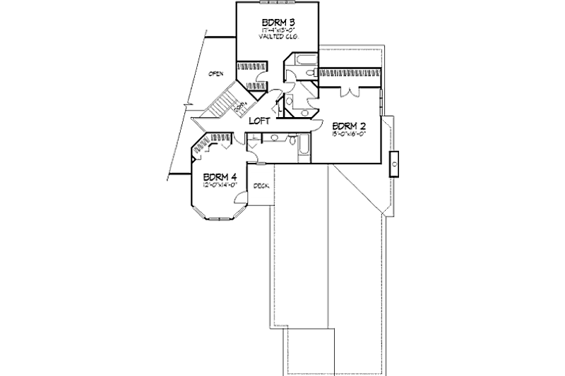 Home Plan - Floor Plan - Upper Floor for Bungalow House Plan #320-339 - 4 bed, 4 bath