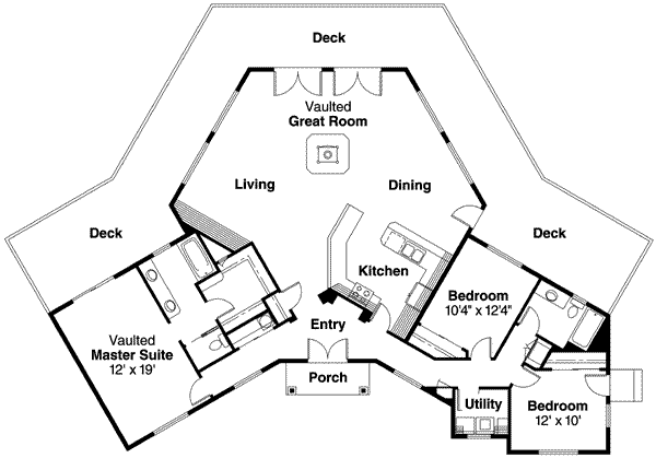 Ranch Floor Plan - Main Floor Plan #124-574
