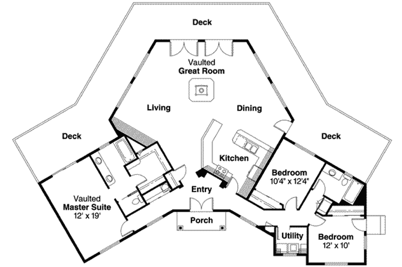 Home Plan - Floor Plan - Main Floor for Ranch House Plan #124-574 - 3 bed, 2 bath