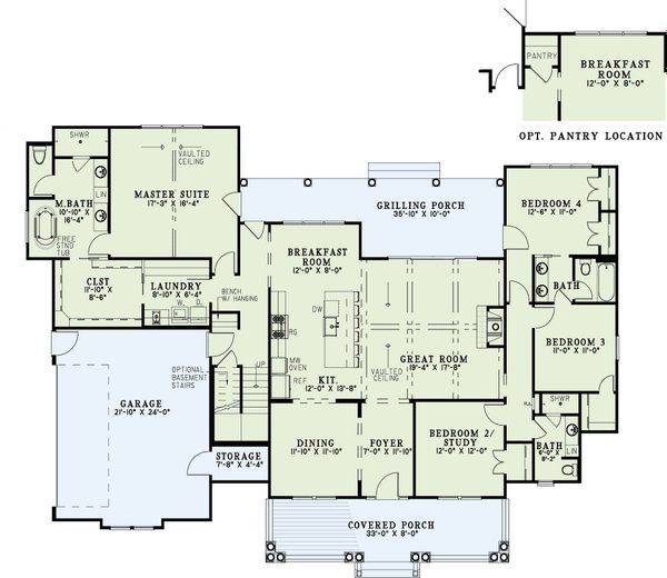 Country Floor Plan - Main Floor Plan #17-3444