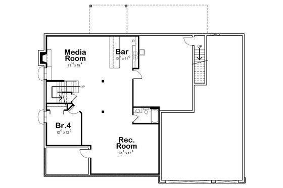 Floor Plan - Lower Floor for Traditional House Plan #20-2344 - 3 bed, 2.5 bath