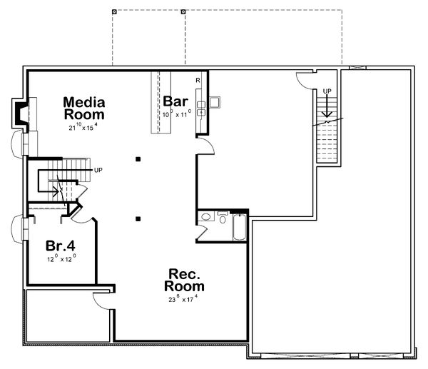 House Design - Traditional Floor Plan - Lower Floor Plan #20-2344